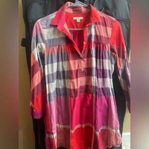 Burberry Red and Pink Plaid Shirt